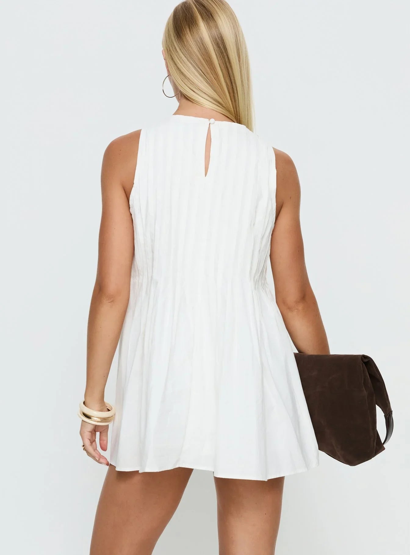 Dreamboat Pleated Mini Dress White