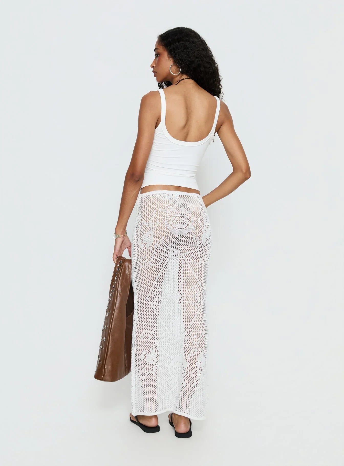 Wisteriah Sheer Maxi Skirt White