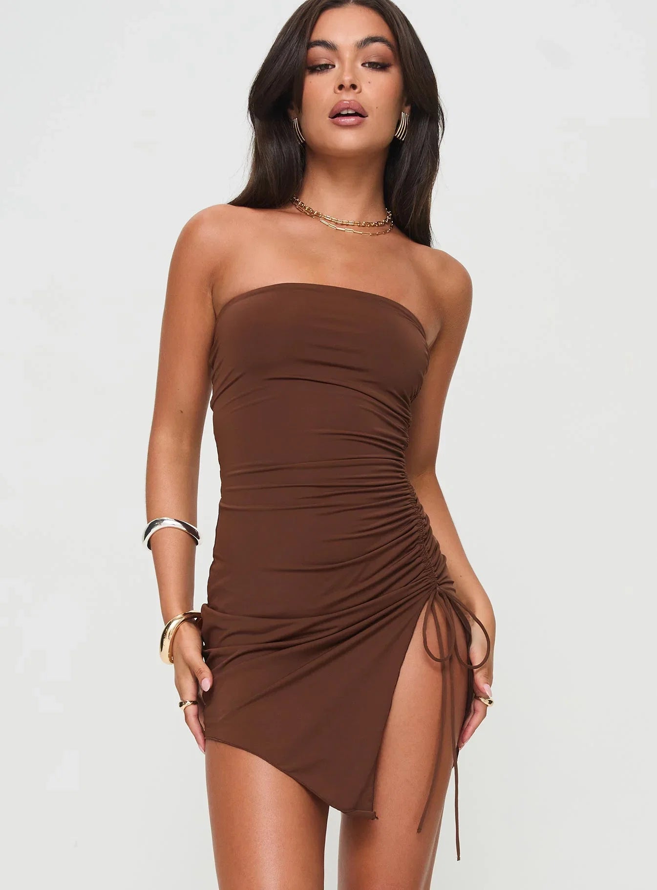 Caprani Mini Dress Chocolate