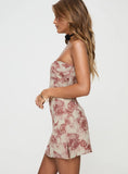 Irena Strapless Mini Dress Rose Floral