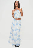 Modern Girl Maxi Skirt White Blue Floral