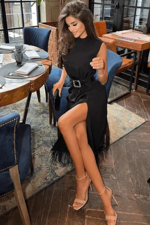 Erin High Neck Bandage Dress Classic Black