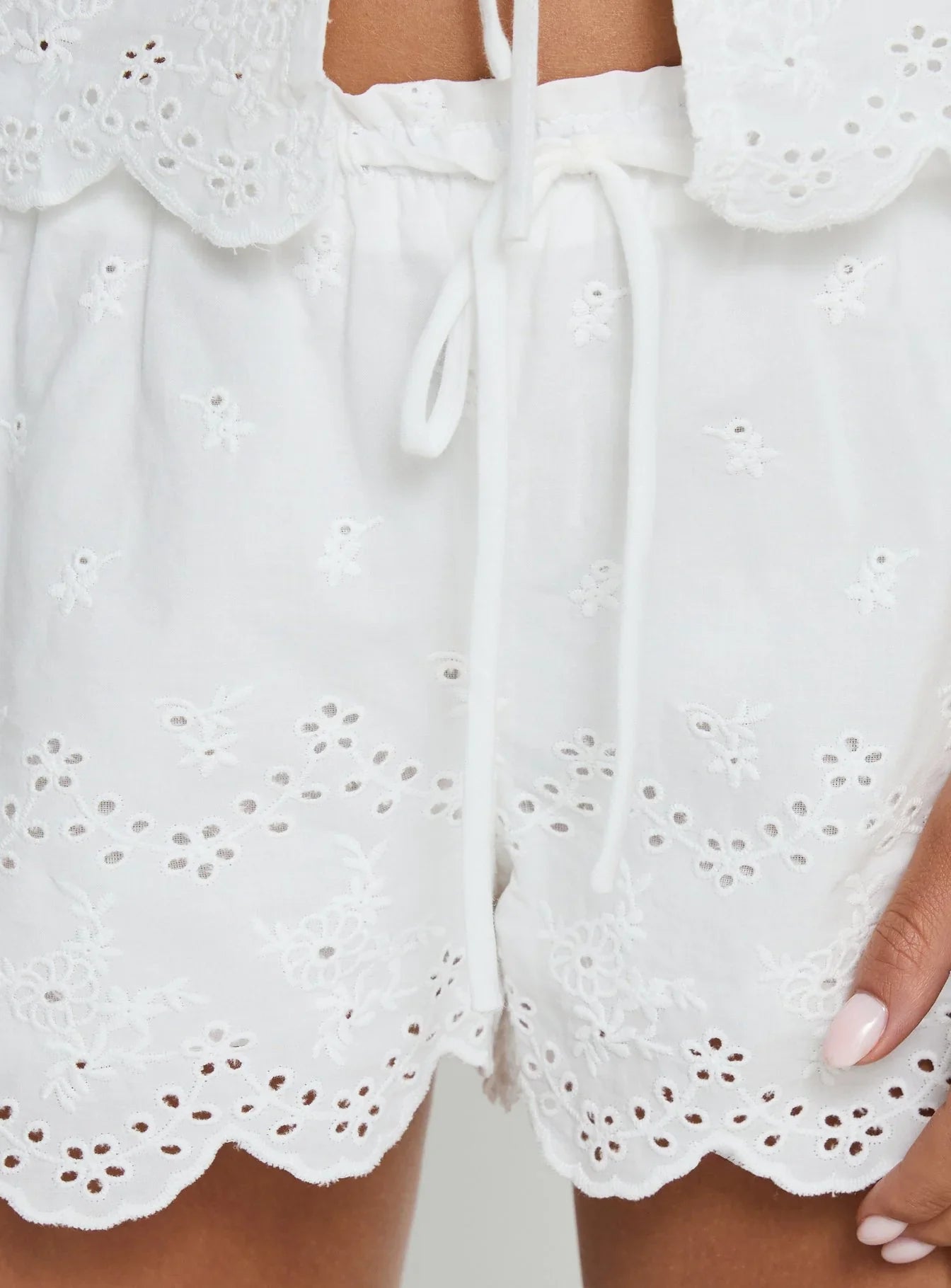 Love of Mine Anglaise Sleep Shorts White
