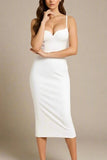 Blanche Bandage Midi Dress White Pearl