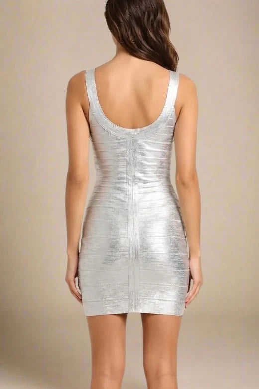Cindy Bandage Mini Dress Silver