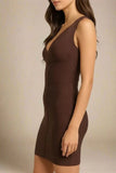 Sabrina Bandage Mini Dress Coffee Brown