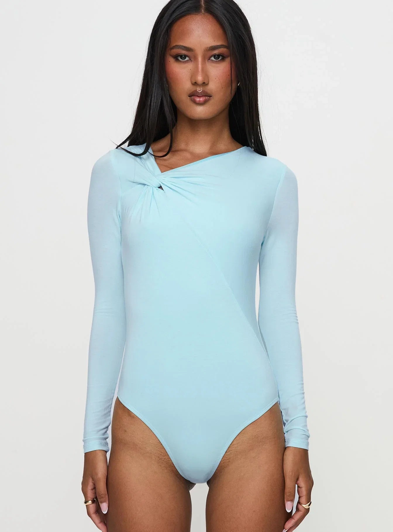 Glorious Look Twist Detail Bodysuit Blue
