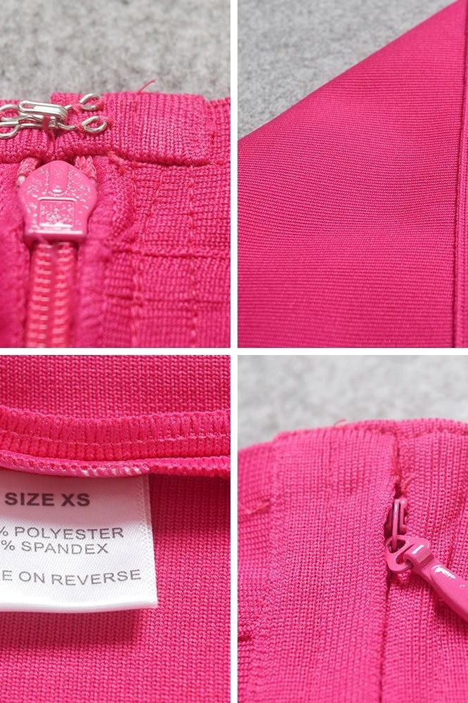 Pencil High Waist Bandage Knee Length Skirt Hot Pink
