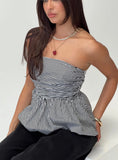 Selenea Bubble Hem Top Black White