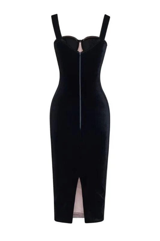 Marilyn Bodycon Wrap Midi Dress Classic Black