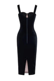 Marilyn Bodycon Wrap Midi Dress Classic Black