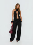 Sensational Cross Front Tie Detail Top Black