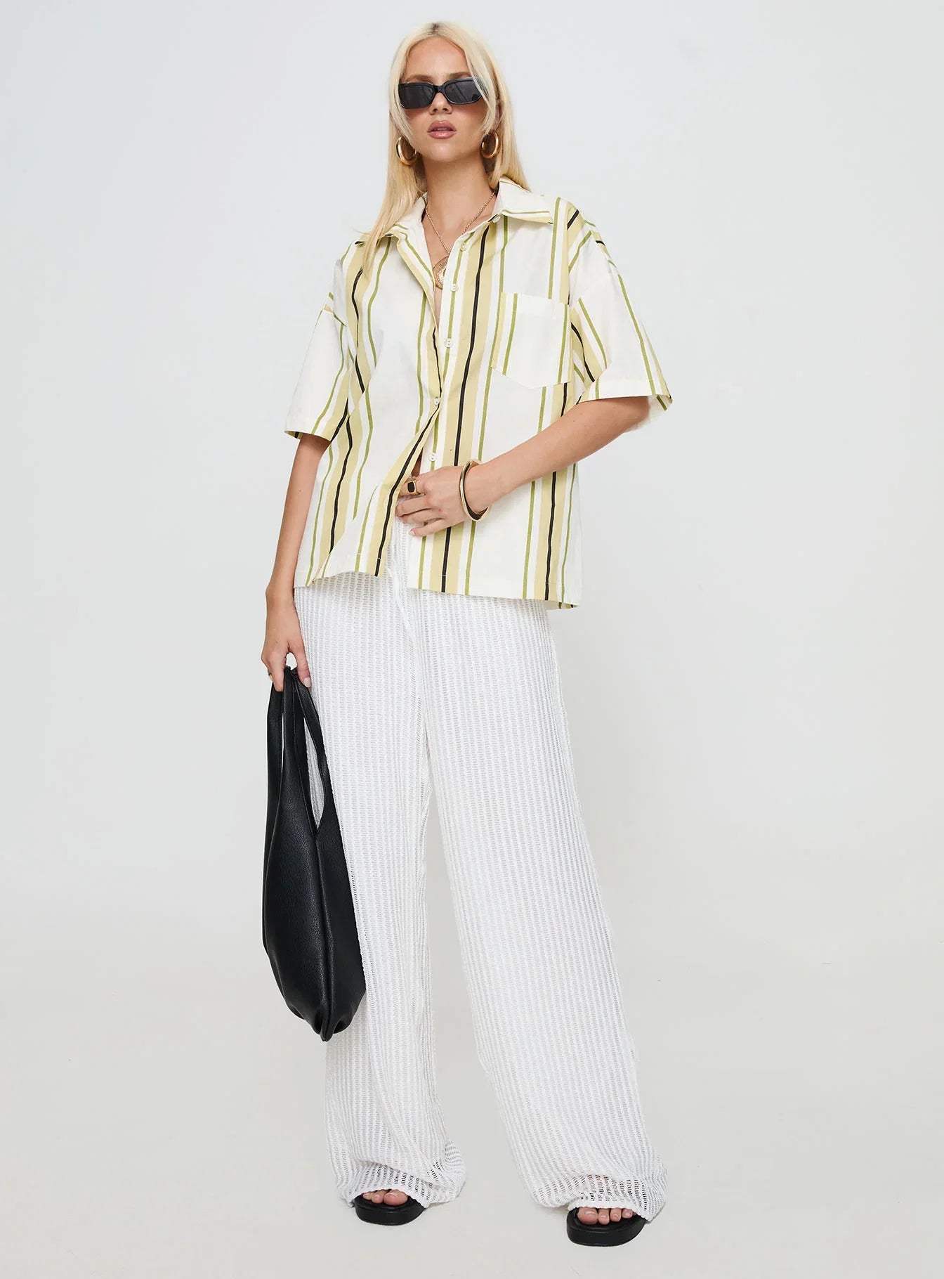 Karyn Top White Yellow Stripe