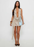 Snakepit Halter Plunge Mini Dress Snake Print