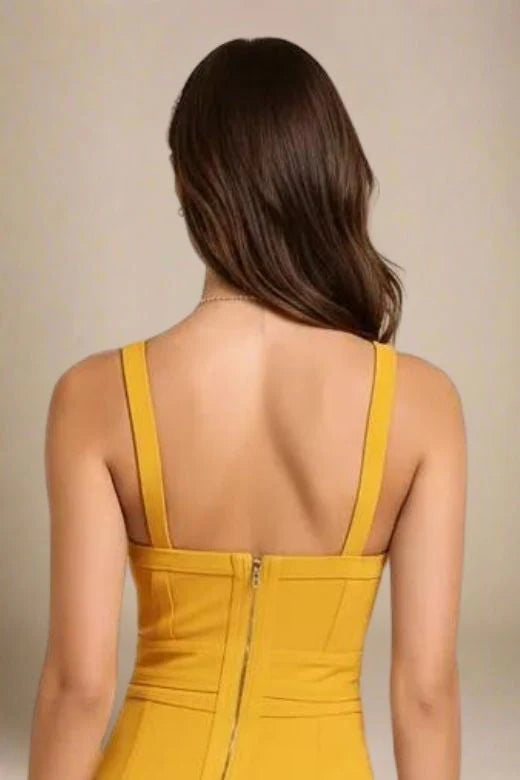 Bek Bandage Dress Mustard Yellow