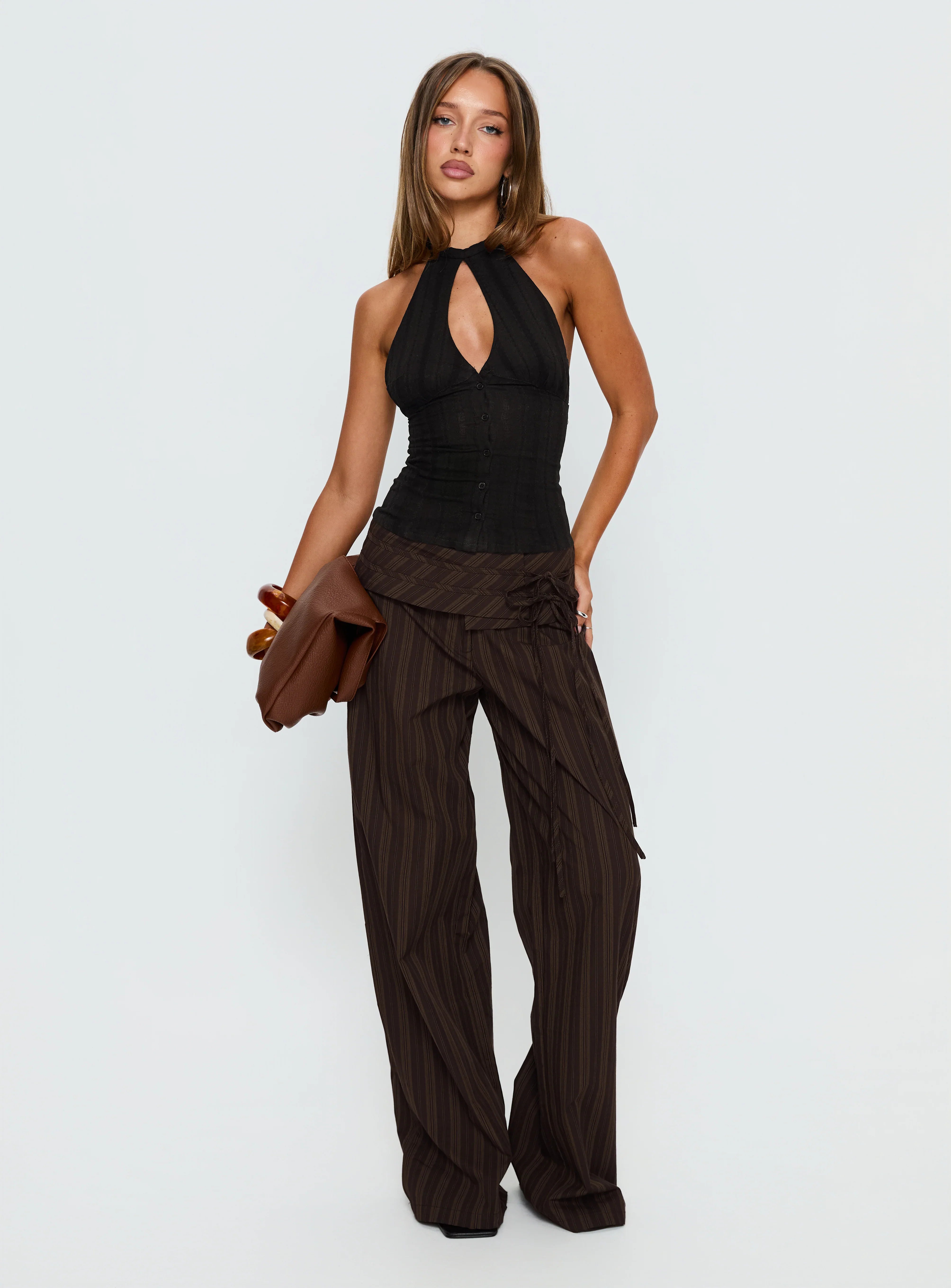 Call You Up Keyhole Backless Top Black