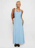 Mallorie Halter Maxi Dress Blue / Black Polka