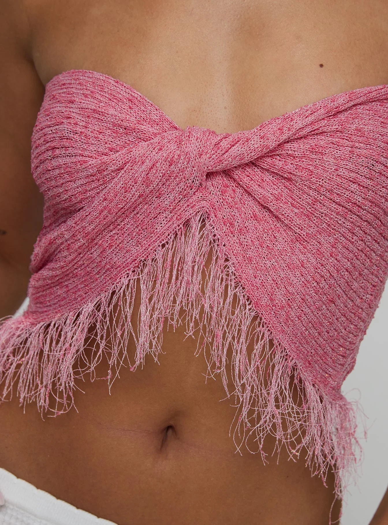 Kovac Reversible Fringe Tube Top Pink
