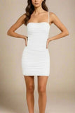 Cassie Bodycon Wrap Mini Dress White Pearl Sale