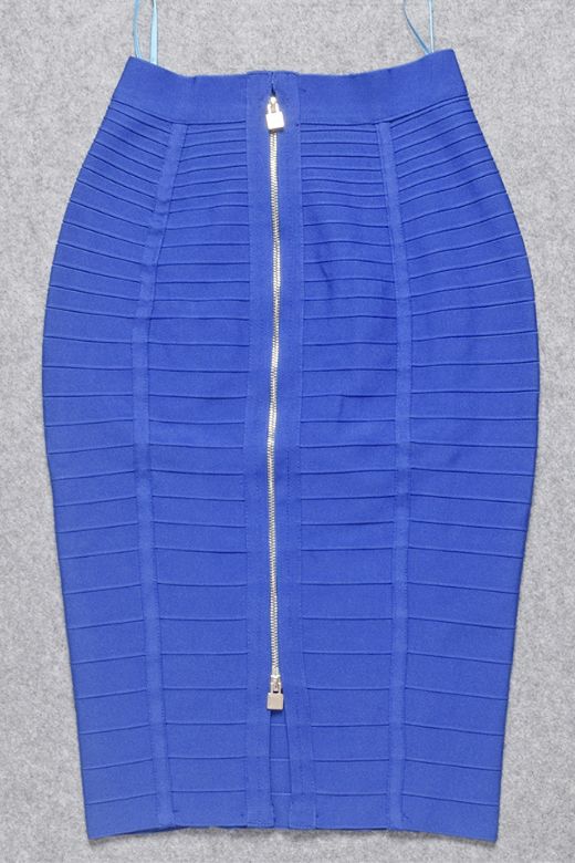 Leni Bandage Top and Knee Length Skirt Set Royal Blue