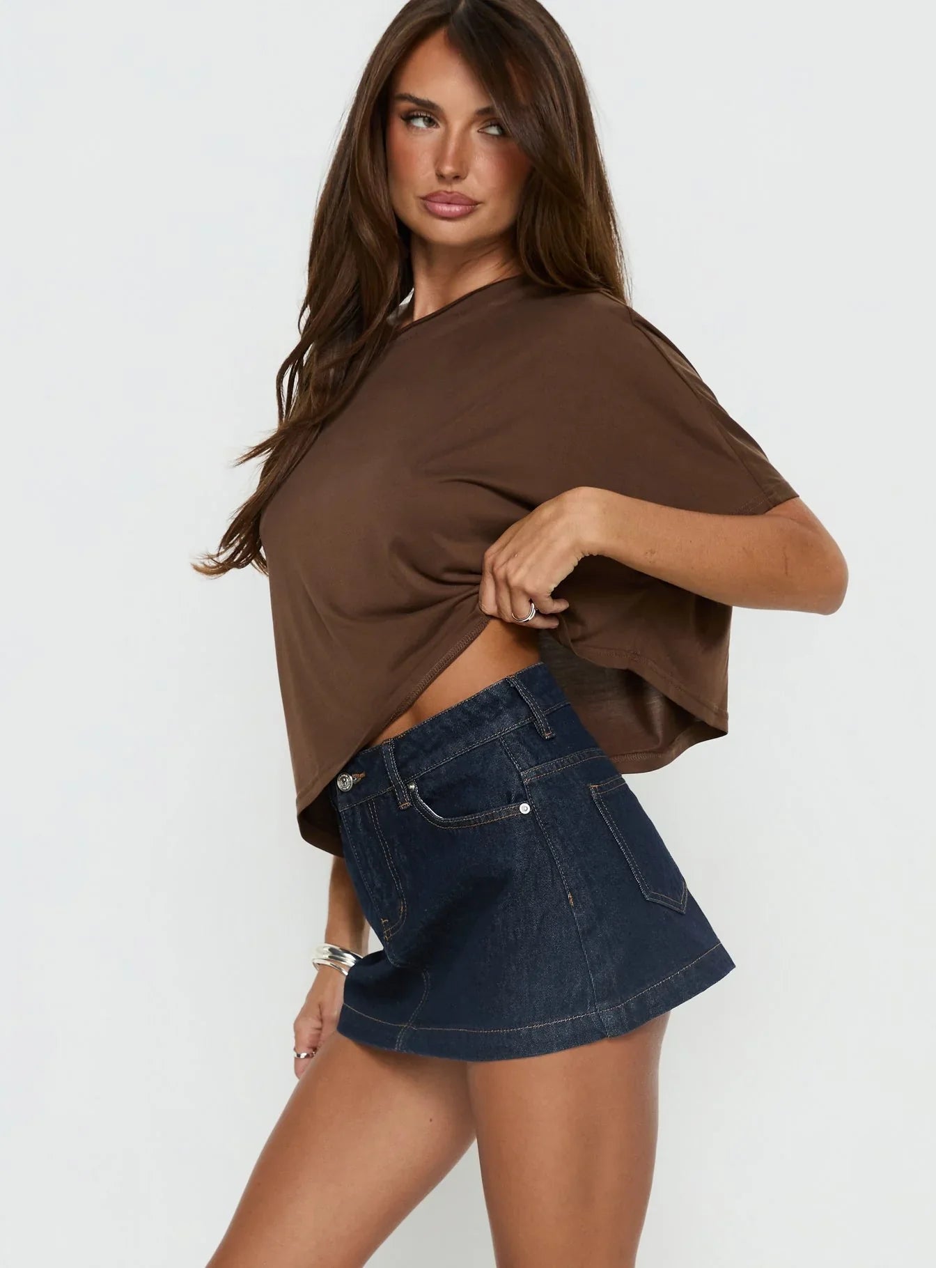 Nicolina Low Rise Denim Mini Skirt Raw Denim