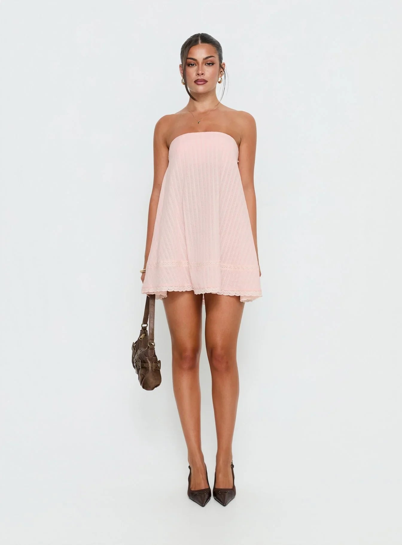 Gypsea Strapless Swing Mini Dress Light Pink