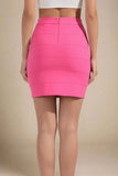 High Waist Bandage Striped Mini Skirt Hot Pink