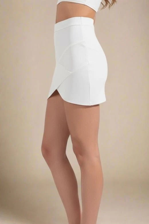 Jay High Waist Bandage Mini Skirt White Pearl