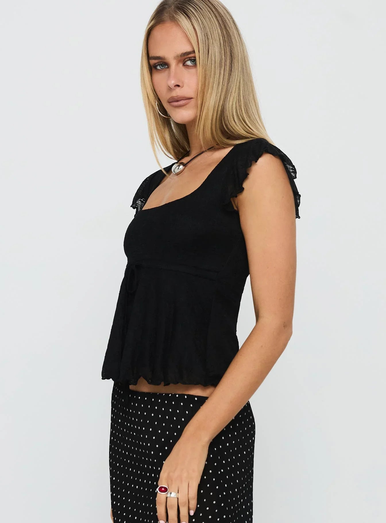 Auroraah Frill Top Black