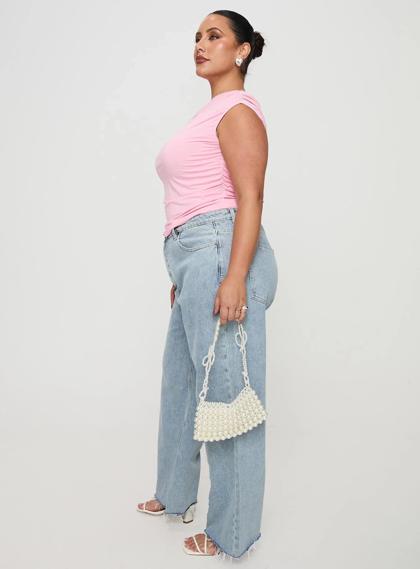 Fawcett High Rise Straight Leg Jeans Light Blue Wash Curve