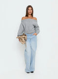 Ortensa Off Shoulder Zip Through Jumper Grey Marle