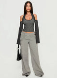 Novelia Halter Long Sleeve Top Black