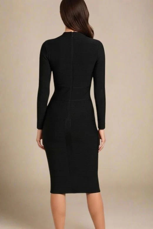 Brooke Long Sleeve Bandage Midi Dress Classic Black