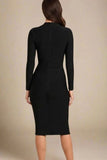 Brooke Long Sleeve Bandage Midi Dress Classic Black
