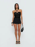 Edana Ruched Sequin Bodysuit Black