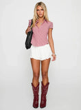 Float Away Button Up Top Red Check