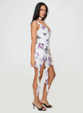 Varney Frill Mini Dress White Purple Floral
