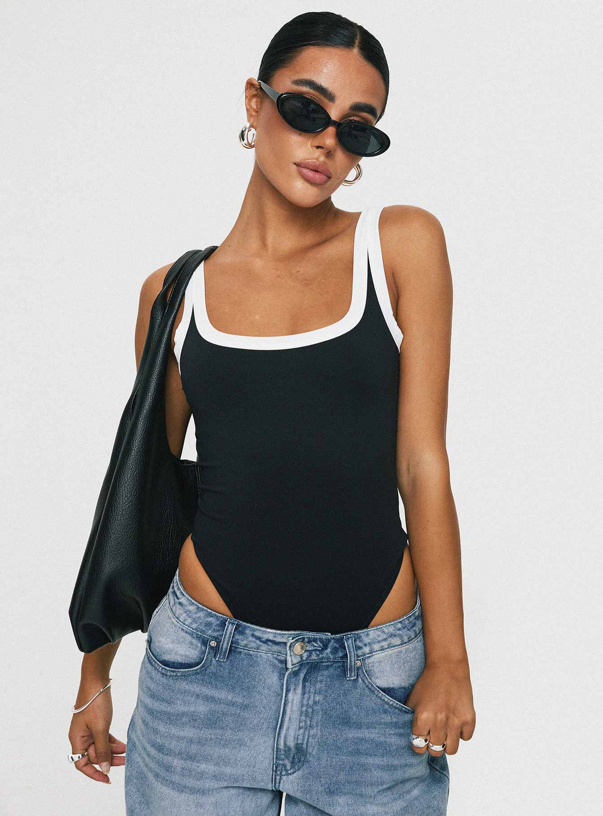 Astrea Bodysuit Black White