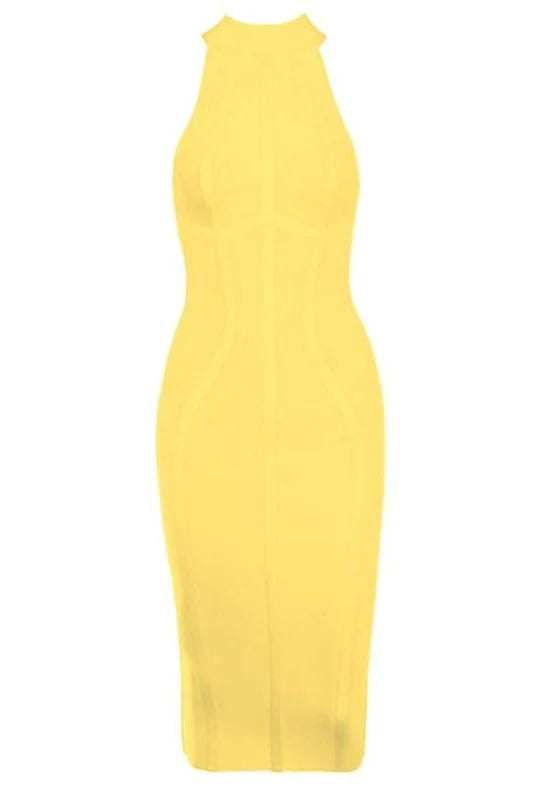 Lea Bandage Midi Dress Mustard Yellow Sale