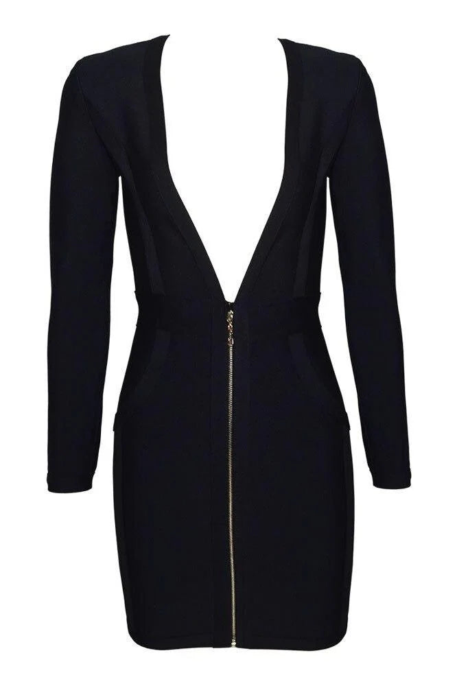 Eva Long Sleeve Bandage Mini Dress Classic Black Sale