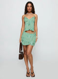 What A Coincidence Beaded Mini Skirt Teal