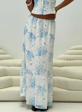 Modern Girl Maxi Skirt White Blue Floral