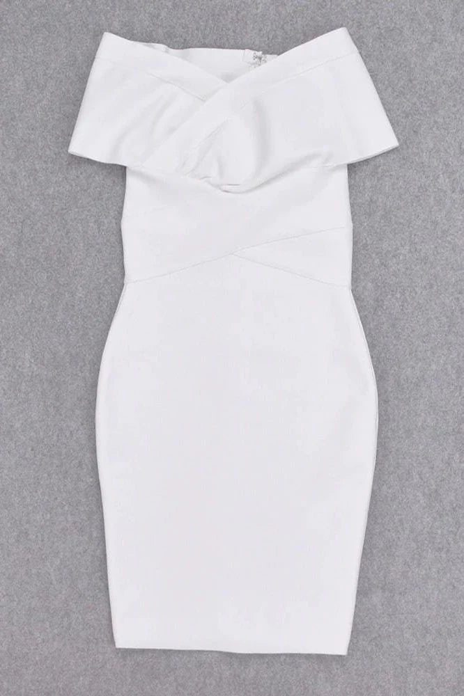 Bea Bandage Dress White Pearl
