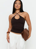 Manika Bead Detail Top Chocolate