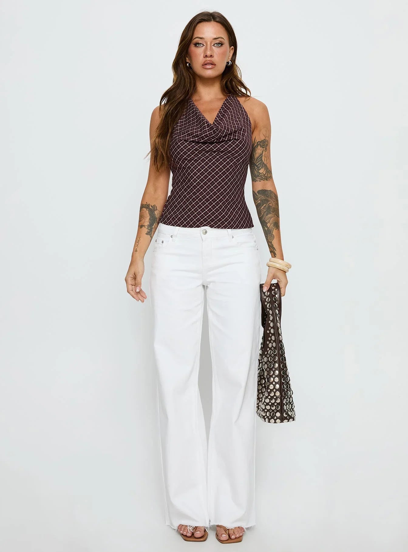 Gaybriel Cowl Neck Low Back Top Wine Check