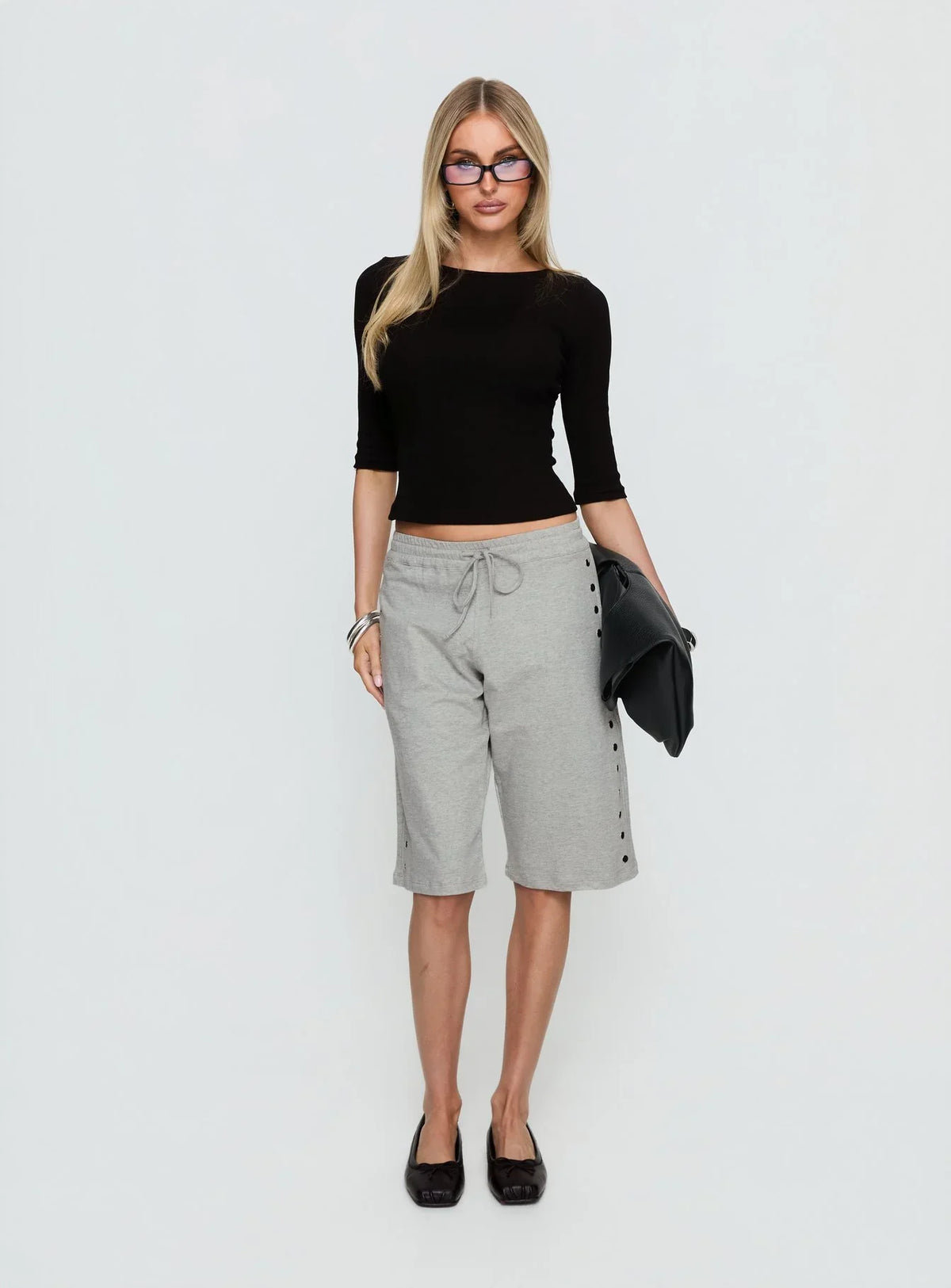 Kether Longline Basketball Studs Short Grey Marle