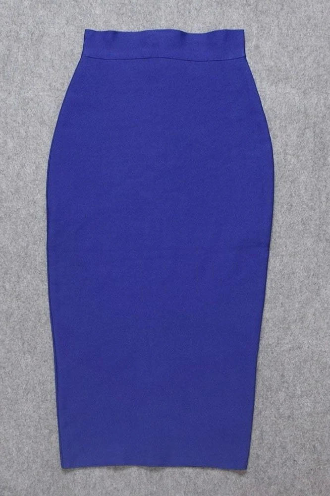 Pencil High Waist Bandage Midi Skirt Navy Blue