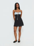 Rylann Contrast Tie Detail Mini Dress Navy / Blue Polka