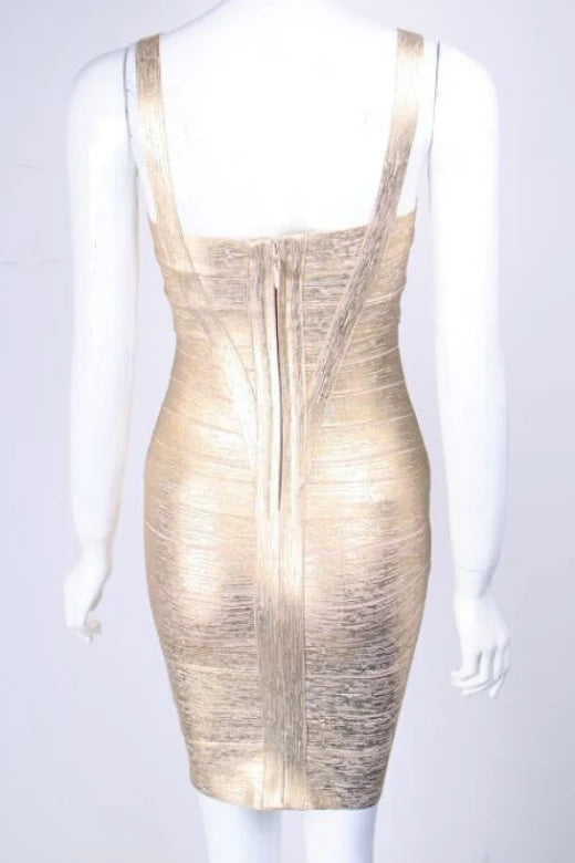 Heidi Bandage Mini Dress Gold