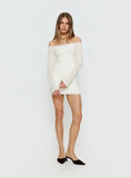Avenues Long Sleeve Lace Mini Dress White